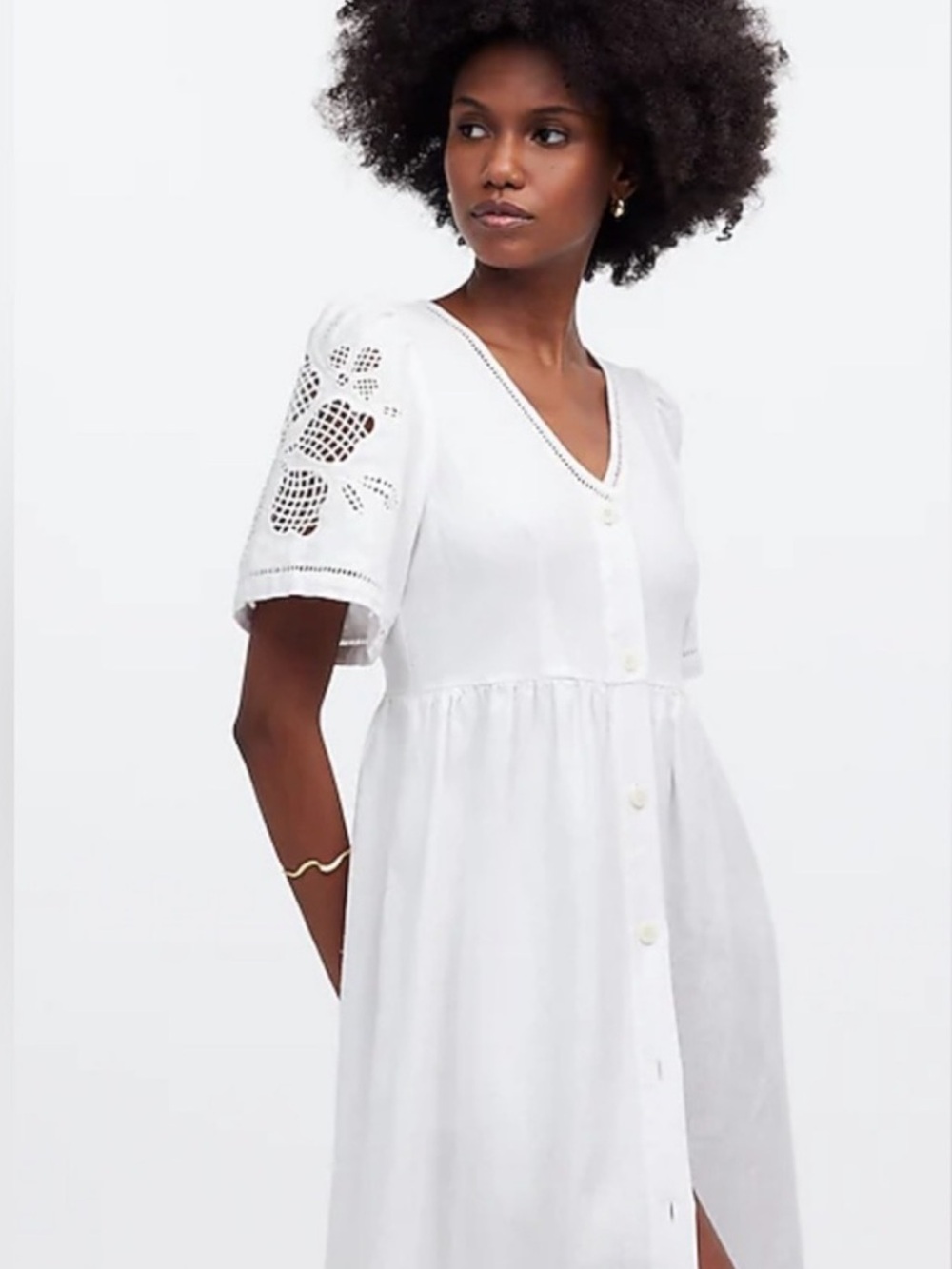 Madewell Women’s Small White Eyelet Midi Dress